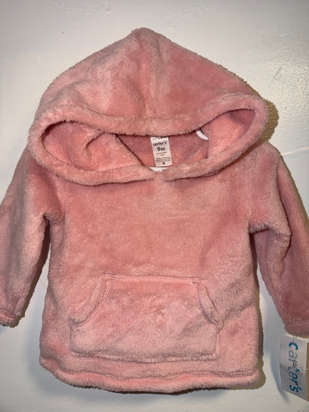 Carter's Plush Hooded Pullover in Light Pink